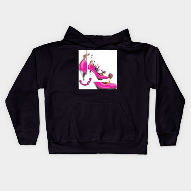 Universal Drip Pink High Heel Kids Hoodie by Universal Drip